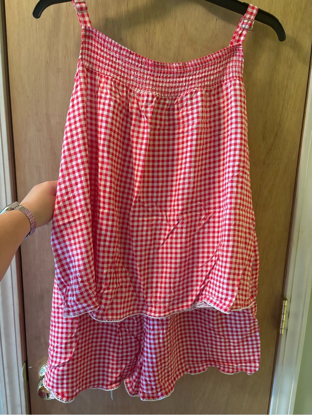 Jaclyn New York Red Gingham Cami & Shorts Pajama Set